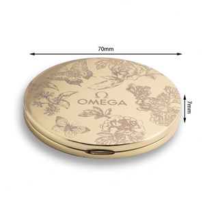 Unique Design New Style Hot Souvenir Metal <b>Compact</b> Engraved Laser Logo Gold Plated <b>Compact</b> <b>Mirror</b> - Product Image 3
