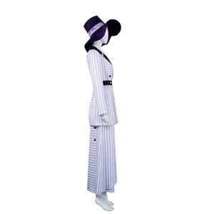 Vestido de cosplay de la película Titanic Rose para mujer, disfraz de época eduardiana con rayas blancas, abrigo para fiesta de Halloween, traje para actuación. - Product Image 3