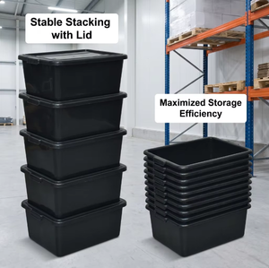 Gray Black PP Injection Rectangle Eco-Friendly 20-35L Capacity Food Storage <b>Tote</b> Box for Kitchen and Restaurant Use - Product Image 4