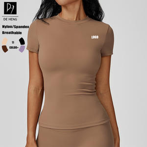 Camiseta Deportiva de Manga Corta para Mujer, de Secado Rápido, Cuello Redondo, para Gimnasio, de Alta Calidad, al por Mayor - Product Image 1