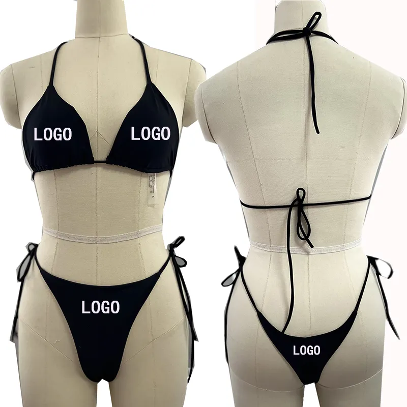 OEM Atualizado Tecidos Única Corda Biquíni para As Mulheres Quick Dry Brazilian Bottom Tanga Micro Biquínis Beachwear clássico Swimsuit