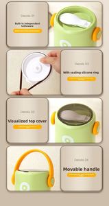 580ml 820ml 304 Stainless Steel <b>Double</b> <b>Wall</b> Insulated Leakproof Bento <b>Box</b> Portable Food Container for Student Office - Product Image 6