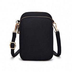 Bolso de Hombro Negro, Mini Bolso para Teléfono, Bolso Bandolera de Tela Oxford para Mujer, Impermeable, con Bolsillo Interior con Cremallera - Product Image 1