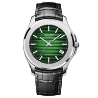 AGELOCER Original Baikal Montre pour Hommes Grand Calendrier Business Date Acier Inoxydable 316L Cuir Automatique Mécanique Avec Boîte