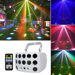 Linterna LED Láser 3 en 1 con Control DMX, Lámpara Estroboscópica RGB para Escenarios, ABS, para Fiestas Disco, Resistente al Agua, Recargable - Product Image 5