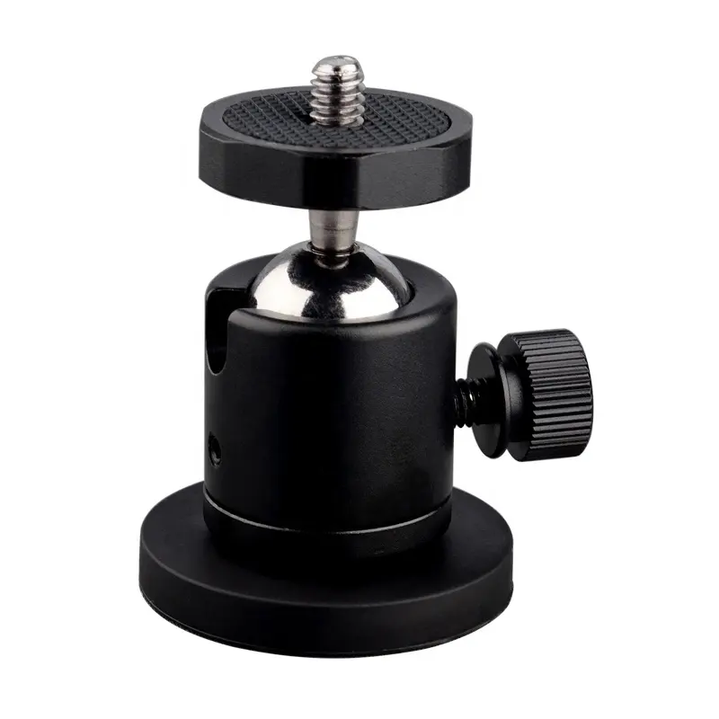 24lb Magnetic Camera Mounting Base Mini Ball Head Strong Rubber Coating Neodymium Magnet 1/4-20 Male Thread Stud