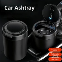 Cendrier de voiture portable avec lumière LED, couvercle à ouverture automatique, cendrier sans fumée, doublure intérieure en acier inoxydable pour porte-gobelet de voiture