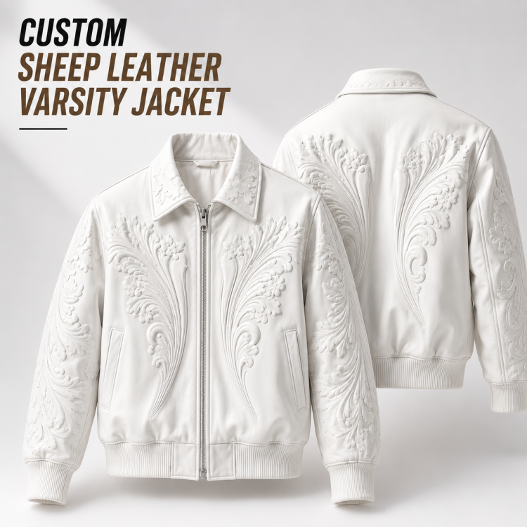 Power Punch OEM Private Label Sheep Leather Varsity Jacket Custom Logo Luxury