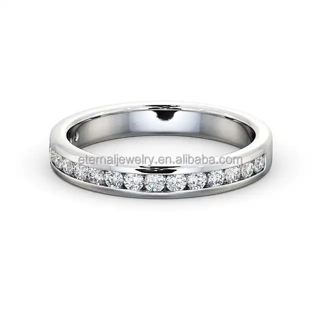 خاتم زفاف مخصص بنصف 9k 10k 14k 18k من الذهب الخالص VVS D فوق الإعداد خاتم ماس مويسانيتي