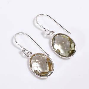 Pendientes colgantes de plata de ley 925 con piedras preciosas de corte ovalado de cuarzo rosa natural, exportador de joyas de piedras preciosas de plata fina, joyería antigua - Product Image 5