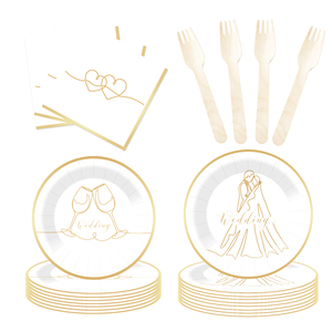 ชุดจานกระดาษลายทองเหลืองสีรุ้งสำหรับงานแต่งงาน DAMAI ชุดอุปกรณ์จัดเลี้ยงแบบใช้แล้วทิ้งสำหรับงานเลี้ยงฉลองสมรส บรรจุ 8 ชิ้น - Product Image 4