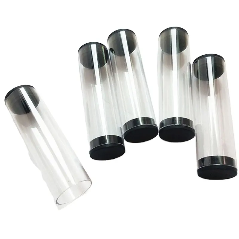 Tubo de ensayo transparente con sello, tubo de plástico cilíndrico de PC/PVC