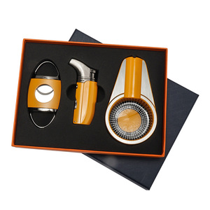 Cigar Gift Box Set 3-Piece Windproof <b>Lighter</b> Stainless Steel Customizable Business Gift - Product Image 3