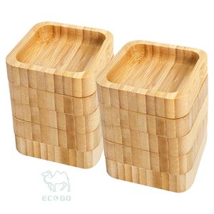 Petits bols de service en bambou écologiques personnalisés avec finition laquée pour la sauce soja, le ketchup et les trempettes - Product Image 3