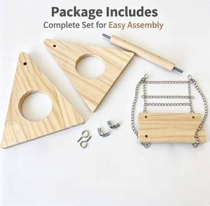 <b>Wooden</b> Hamster Swing Exercise <b>Toy</b> With Chain Seat For Small Pets - Product Image 3