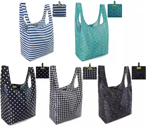 Customizable Ripstop Nylon Foldable Tote <b>Bag</b> Reusable <b>Folding</b> Grocery Polyester Shopping <b>Bags</b> - Product Image 1