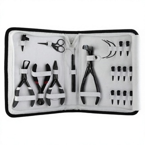 Kit professionnel de 10 outils pour extensions capillaires : pinces, crochets pour dreadlocks, pinces à micro-perles, pinces à presser les trames, ciseaux - Product Image 1