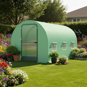 เรือนเพาะชำขนาด 15 x 7 x 7 เมตร สำหรับปลูกต้นไม้กลางแจ้ง พร้อมประตู หน้าต่างระบายอากาศ สีเขียว โครงอะลูมิเนียมหุ้ม PVC - Product Image 2