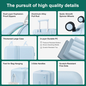 Maleta <span class=keywords><strong>de</strong></span> Viaje con Ruedas Estilo Baúl <span class=keywords><strong>de</strong></span> Material PC Ligero <span class=keywords><strong>de</strong></span> 16 20 Pulgadas para Viajes - Product Image 6