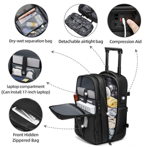 Smart Rolling Travel Backpack <strong>Wheels</strong> Hidden Straps Computer Backpack Laptop <strong>Rucksack</strong> - Product Image 3