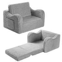 Canapé convertible 2-en-1 en sherpa doux pour tout-petits, personnalisé en gros par l'usine, coussin en peluche pour enfants et canapé modulaire en peluche