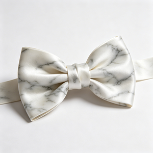 Lazo de Raso Brillante con Textura de Mármol de Lujo, Lazo Preformado para Envoltura de Regalos de Lujo, Adorno para Bodas y Fiestas - Product Image 3