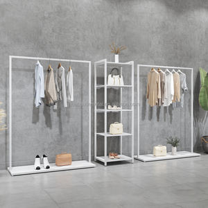 Huabaixin Simple fer magasin de vêtements présentoir sur pied étagères suspendues latérales pour hommes vêtements pour femmes en fer forgé - Product Image 6