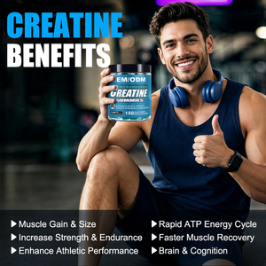 Wholesale Vegan Blueberry Flavor Muscle Growth Supplement <strong>Pre</strong> <strong>Workout</strong> 5000mg Serving <strong>Creatine</strong> Gummies For Adults - Product Image 4