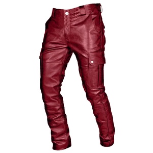 <span class=keywords><strong>Pantaloni</strong></span> da motociclista in <span class=keywords><strong>ecopelle</strong></span> da uomo <span class=keywords><strong>pantaloni</strong></span> Cargo da moto elasticizzati in PU retrò Multi <span class=keywords><strong>tasche</strong></span> - Product Image 5