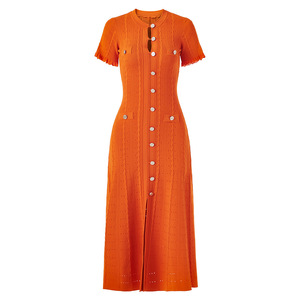 Abiti da maglione lungo in maglia <span class=keywords><strong>a</strong></span> maniche corte monopetto stile estivo - Product Image 4