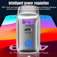 Cargador de Pared USB Tipo C de 20W con Carga Rápida PD y QC3.0, Protección OTP, para Teléfonos Móviles y Laptops