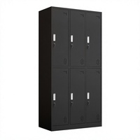 Casier en acier noir à 6 portes, direct usine, armoire de rangement métallique démontable pour vêtements, verrouillable, pour personnel, atelier, école, salle de sport