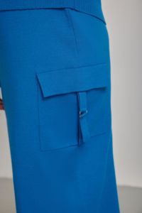 Conjunto de Dos Piezas de Falda <span class=keywords><strong>Midi</strong></span> para Mujer, Conjunto de Punto Azul Otoñal, Suave, Transpirable y Elegante con Cinturón Cargo - Product Image 5