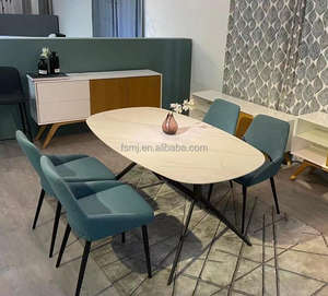 Table de <span class=keywords><strong>salle</strong></span> à <span class=keywords><strong>manger</strong></span>, meuble de <span class=keywords><strong>salle</strong></span> scandinave, Tables et chaises bon marché, en pierre gaufrée avec base métallique, à réduction 1 - Product Image 5