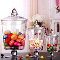 Ensemble de pots à bonbons en verre transparent de style européen et américain, créatifs, pour décoration de mariage, table de desserts, avec couvercle