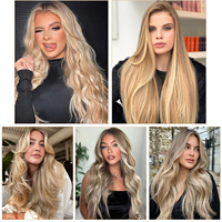 Perruque de cheveux humains Ombre Blonde Highlight 13x6 Lace Front WigsBalayage Brown to Ash Brown and Light Blonde Lace Front Wig
