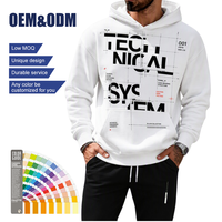 Sweat à capuche en molleton blanc avec poche kangourou, imprimé 3D motif technologique, pour homme, style urbain décontracté, vente en gros