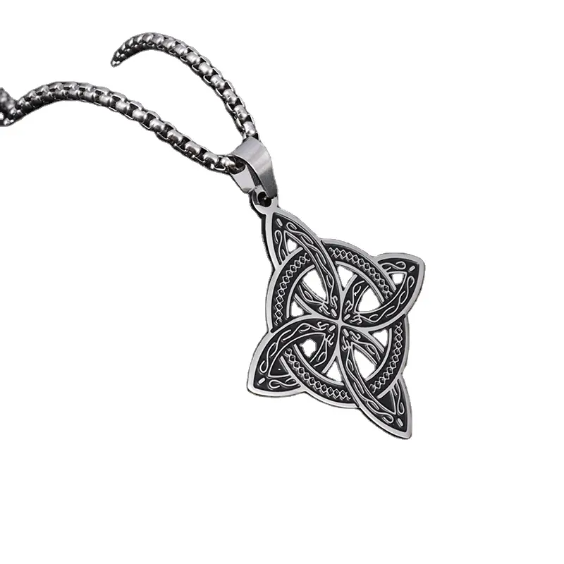 Người Đàn Ông Là Thời Trang Đồ Trang Sức Cổ Điển Trinh Nữ Ireland Celtic Knot Thép Không Gỉ Amulet Vòng Cổ