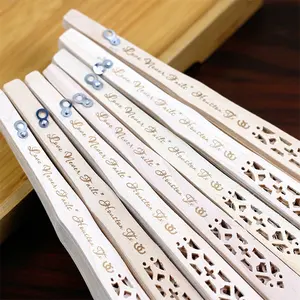 Cheap Wholesale Chinese Handicrafts Folding Wood Hand Fan Wedding Fan Wedding Gifts For Guest Favor