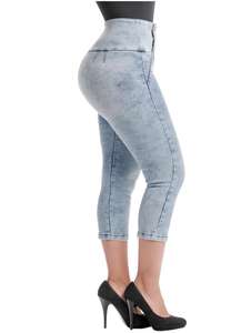 Colombien Butt Lifter Capri Skinny <span class=keywords><strong>Jeans</strong></span> Avec Ceinture Intérieure <span class=keywords><strong>Jeans</strong></span> Taille Haute Avec Super Lipo Spandex Denim Corset À Jambe Droite - Product Image 4