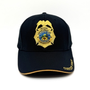 Gorra de Alta Calidad con Bordado en Relieve Azul Marino - Insignia del Personal de Seguridad Correctiva de Indiana, Gorra Ajustable de Sarga de Algodón - Product Image 2