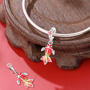 Chanceux Koi poisson enfants pendentif perles perles rougeoyantes classique <span class=keywords><strong>argent</strong></span> plaqué alliage zircone perles lunette réglage forme de <span class=keywords><strong>coeur</strong></span> - Product Image 3