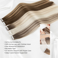 Extensiones de Cabello Humano Ruso Double Drawn Europeas Adhesivas de Alta Calidad Natural Remy