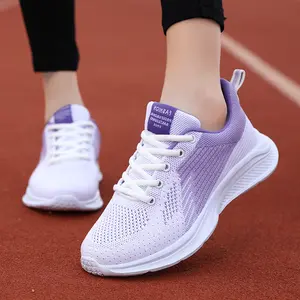 Mesh upper 2023 new design breathable shoes white green soft sole OEM custom logo sneaker large size tennis women casual shoes