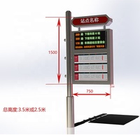 Pantalla Digital para Parada de Autobús Montada en Poste para Exteriores, con Energía Solar, Señalización Digital de Información de Tránsito