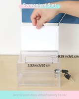 Boîte à urnes transparente en acrylique verrouillable avec fente, boîte de collecte polyvalente pour les votes, les dons, les collectes caritatives