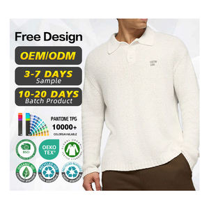 ผู้ผลิตเสื้อสเวตเตอร์ที่ได้รับการรับรองมาตรฐาน BSCI รับผลิตตามแบบ พร้อมปักโลโก้ เสื้อโปโลแขนยาวถักนิตติ้งเนื้อผ้าคอตตอนสำหรับผู้ชาย แฟชั่นฤดูหนาว - Product Image 1