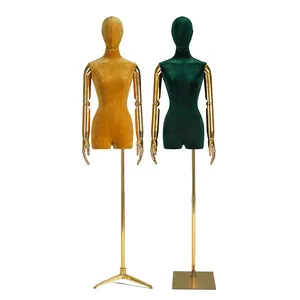 Supper Cheap 3/4 Body Female Dummy Women Upper Body Adjustable Hands Colorful Fabric Plastic Arms Dress Form Mannequin