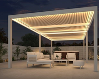 Gazebo élégant en aluminium avec toit à lames orientables électriques, commande intelligente, protection contre les intempéries et configurations extérieures personnalisées