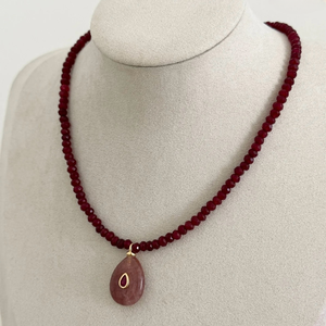 BD-B9212 Collana con Ciondolo in Pietra Naturale Boho, Collana di Perline in <span class=keywords><strong>Acquamarina</strong></span> e Quarzo Fragola, Elegante Collana da Donna per Feste - Product Image 4